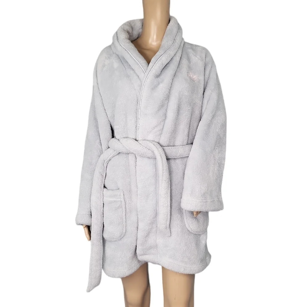 Victoria's Secret Cozy Plush Short Bath Robe  Blue Women's Size XS/S